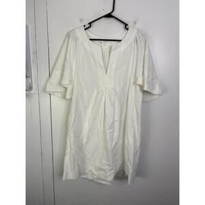 Pomander Place Tuckernuck Dress Womens M Finley V Neck Flutter Sleeves White